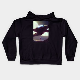 BLUE AND GRAY SPACESHIP LANDING Kids Hoodie